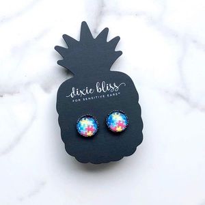 Puzzle Photo Glass Earrings